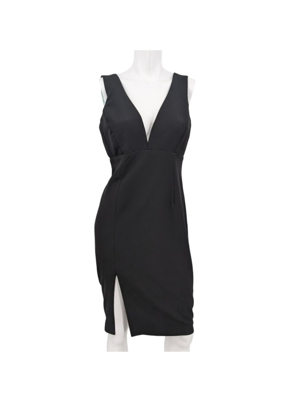 Bardot Deep V Bodycon Cocktail Dress Side Slit Quiet Luxury Glam Occasion Medium
